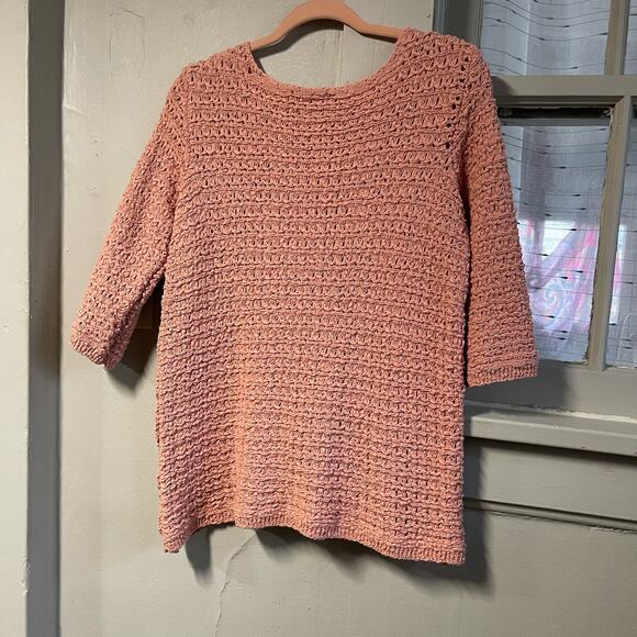 Chadwicks of Boston, pink knit side button sweater, medium - Picture 2 of 4